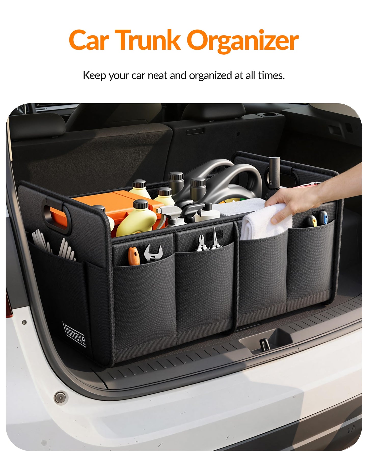 Homeve Collapsible Car Storage Organizer with Handles