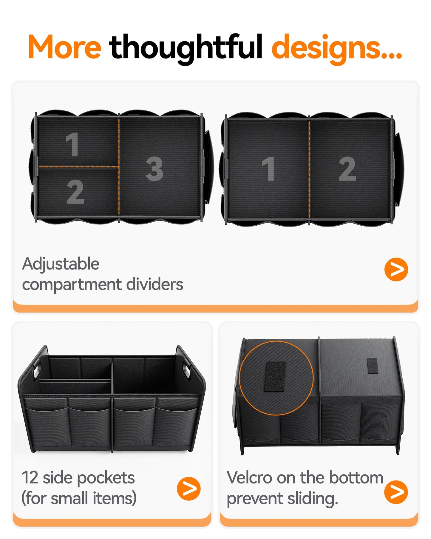 Homeve Collapsible Car Storage Organizer with Handles